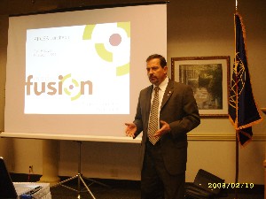 Tim McElyea, Media Fusion Incorporated, speaks to the chapter during the monthly meeting in February.

